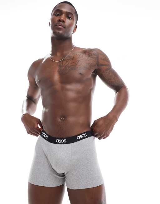 ASOS DESIGN capsule collection rib trunks in light grey 