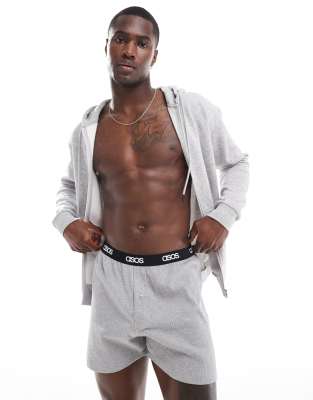ASOS DESIGN capsule collection ribbed boxers in light gray