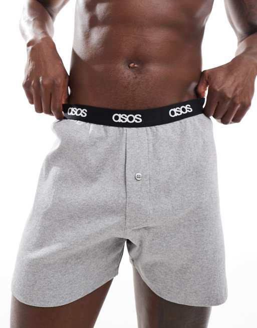 ASOS DESIGN capsule collection ribbed boxers in light gray | ASOS