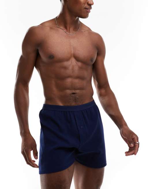 ASOS DESIGN capsule collection ribbed boxers in navy | ASOS
