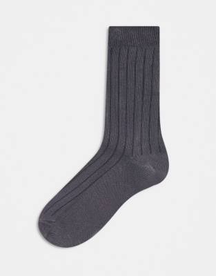 ASOS DESIGN capsule collection solo rib sock in charcoal-Grey