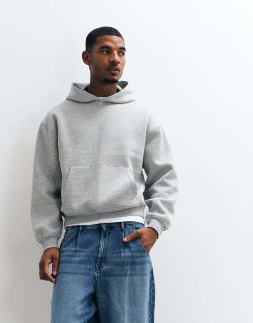 ASOS DESIGN capuche oversize coupe carrée avec imprimé pigmentaire gris chiné, 4 de 5