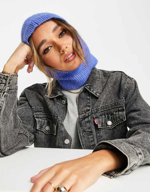 ASOS DESIGN - Capuchon met geribbeld detail in blauw