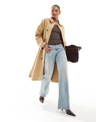 ASOS DESIGN - Car-Coat aus Jeansstoff in Hellbraun