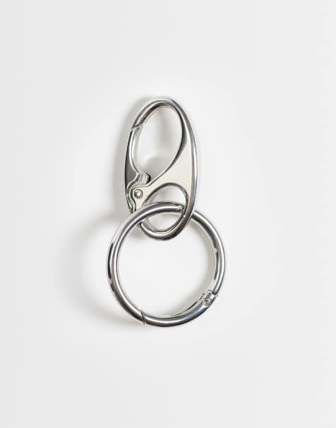 ASOS DESIGN carabiner and o ring jeans clip in silver - view 1