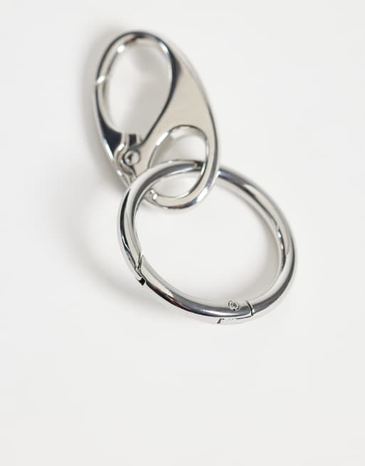 ASOS DESIGN carabiner and o ring jeans clip in silver, 2 of 3
