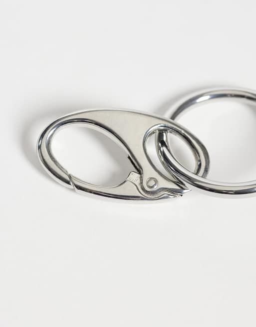 ASOS DESIGN carabiner and o ring jeans clip in silver, 3 of 3