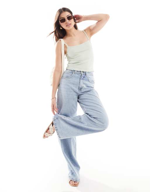 ASOS DESIGN - Caraco à bords ondulés - Vert sauge
