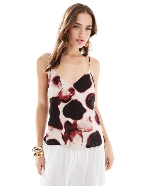 ASOS DESIGN - Caraco à col en V et imprimé pois flouté