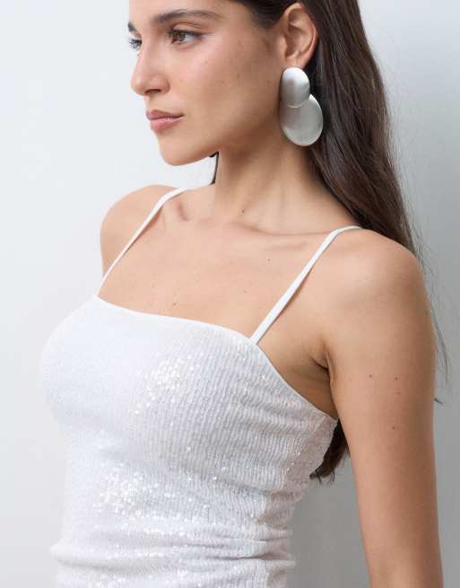 ASOS DESIGN caraco à sequins all-over blanc hivernal, 5 de 5