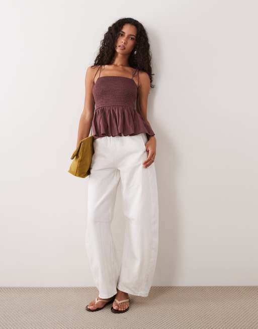 ASOS DESIGN caraco à smocks et basque bordeaux, 2 de 4