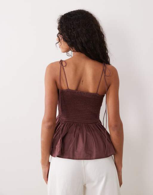 ASOS DESIGN caraco à smocks et basque bordeaux, 4 de 4