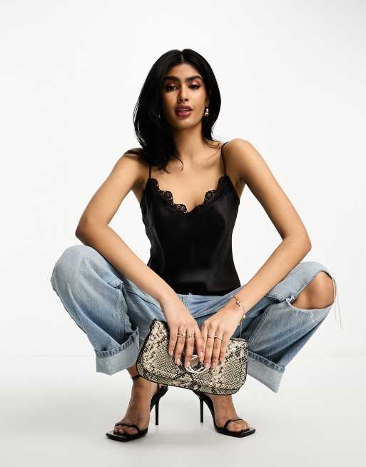 ASOS DESIGN - Caraco avec bordure en dentelle - Noir, 2 de 4
