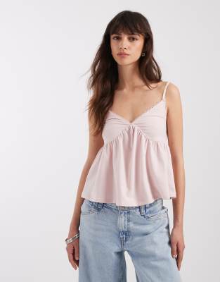 ASOS DESIGN - Caraco babydoll à bordure fantaisie - Rose