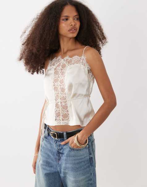 ASOS DESIGN - Caraco boutonné en dentelle - Crème - view 1