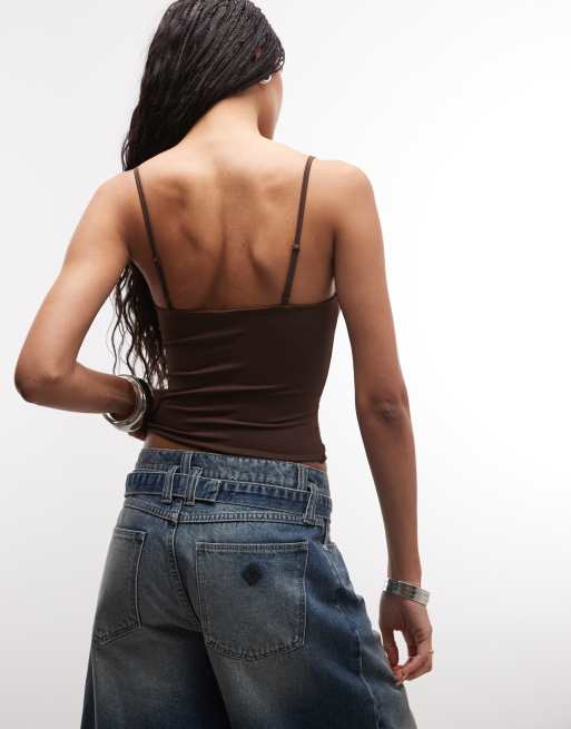 ASOS DESIGN - Caraco crop top sculptant - Marron, 4 de 4