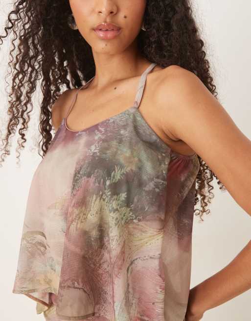 ASOS DESIGN - Caraco d'ensemble à imprimé abstrait avec dos nu à nouer dans le dos, 2 de 4