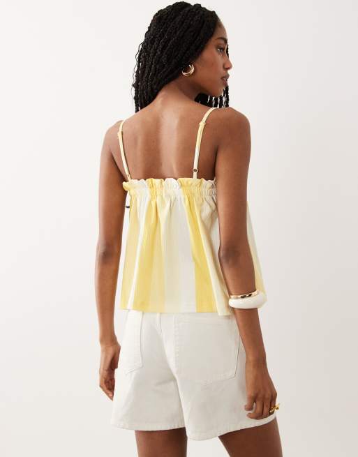 ASOS DESIGN - Caraco d'ensemble décontracté avec détail froncé et rayures verticales - Jaune, 4 de 4