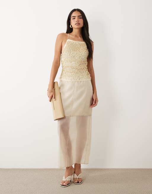 ASOS DESIGN - Caraco d'ensemble dos nu à sequins - Crème, 2 de 4