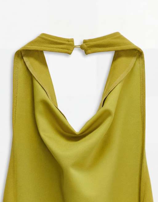 ASOS DESIGN - Caraco d'ensemble long et moulant en sergé avec ourlet asymétrique - Vert, 7 de 8