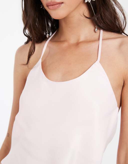 ASOS DESIGN - Caraco dos nu d'ensemble en satin à encolure dégagée - Rose, 3 de 4