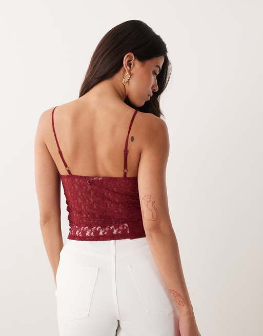 ASOS DESIGN - Caraco en dentelle - Rouge foncé, 3 de 4