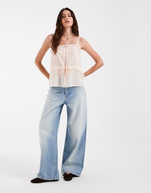 ASOS DESIGN caraco en dentelle transparente avec détail fleur pastel, 2 de 4