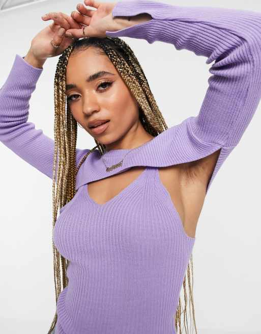 ASOS DESIGN - Caraco en maille avec pull ultra court - Lilas, 3 de 4