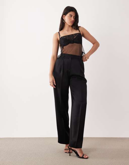 ASOS DESIGN - Caraco en plumetis bordé de dentelle - Noir, 3 de 4