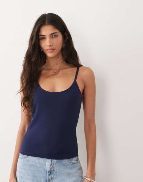 ASOS DESIGN - Caraco en tissu double épaisseur avec encolure dégagée - Bleu marine - view 1