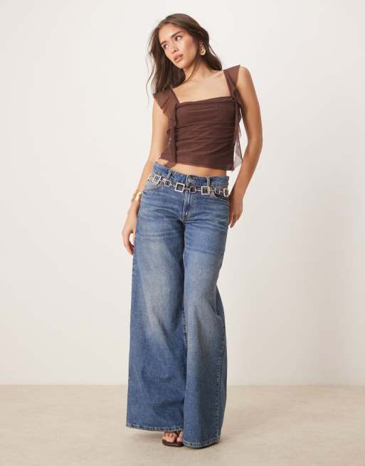 ASOS DESIGN - Caraco fluide en tulle avec fronces - Chocolat, 2 de 4