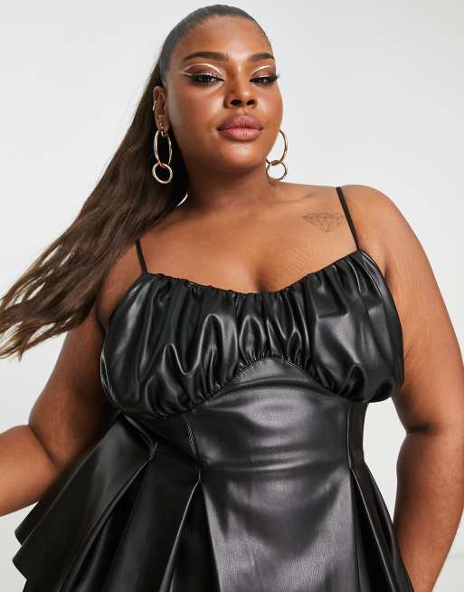 ASOS DESIGN - Caraco froncé sur la poitrine en PU avec coutures apparentes - Noir, 4 de 4