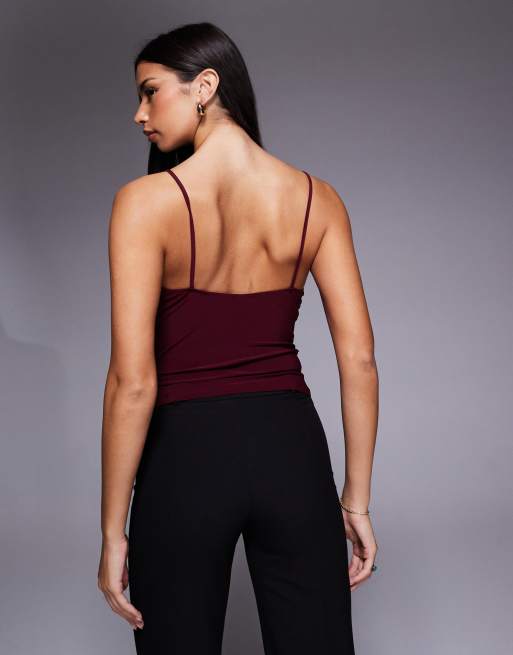ASOS DESIGN - Caraco moulant avec barre incurvée métallisée - Bordeaux, 4 de 4