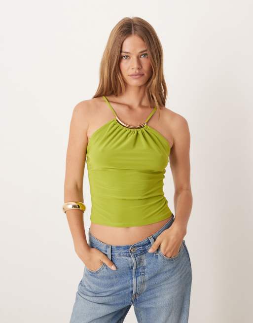 ASOS DESIGN - Caraco moulant avec barre métallique incurvée - Vert, 4 de 4