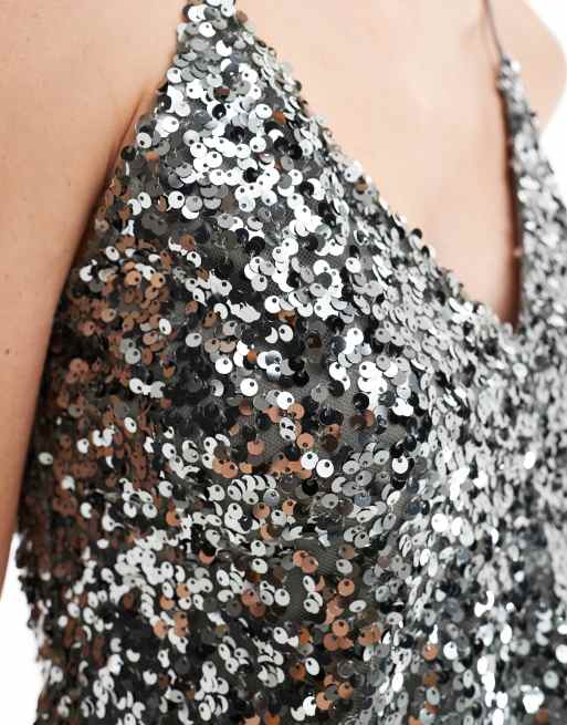 ASOS DESIGN - Caraco orné de sequins - Gris acier, 3 de 4
