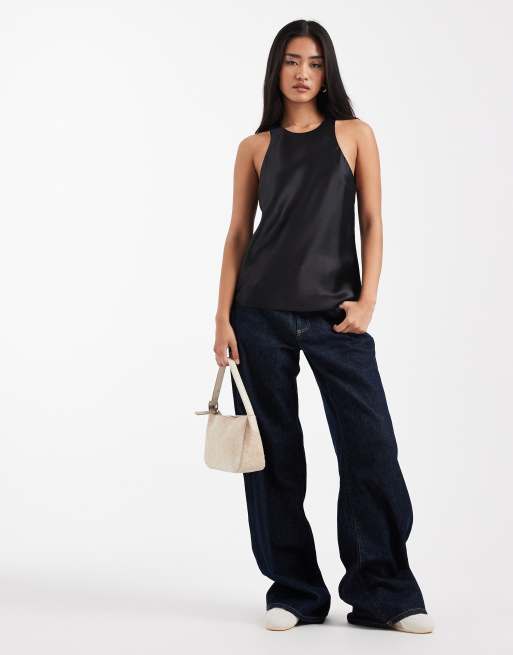 ASOS DESIGN caraco racer en satin noir, 2 de 4