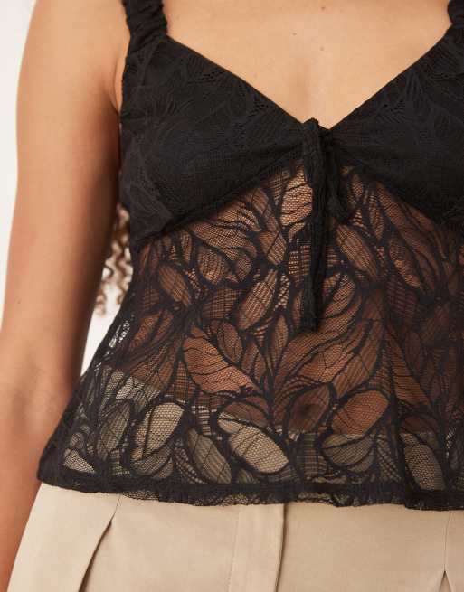 ASOS DESIGN - Caraco texturé en dentelle - Noir, 4 de 4
