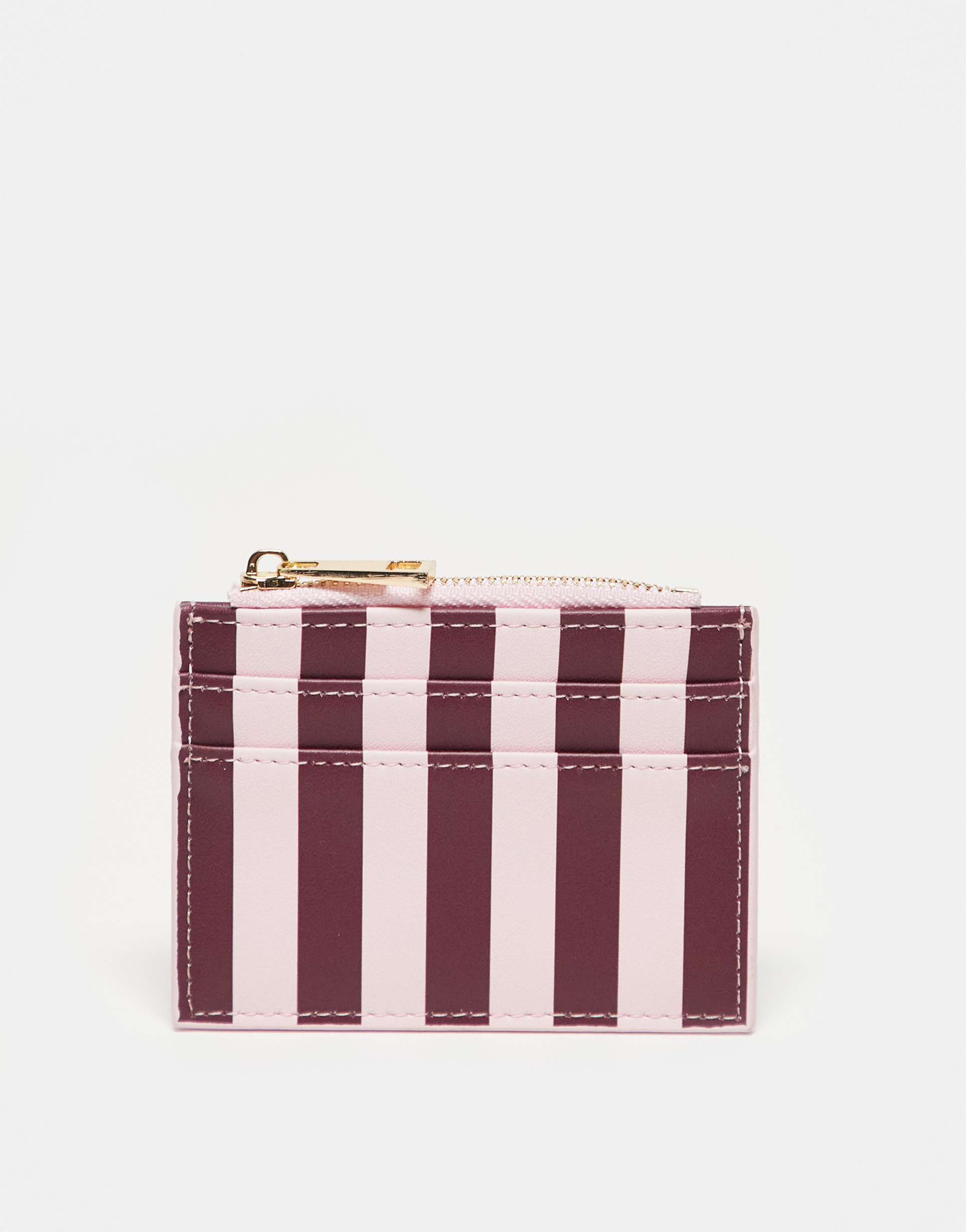 asos design card holder in burgundy stripe