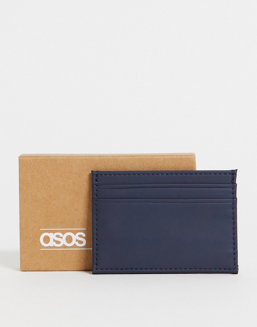 ASOS DESIGN card holder in navy faux leather
