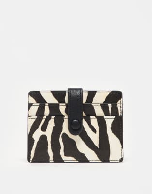 ASOS DESIGN card holder in zebra print-Multi