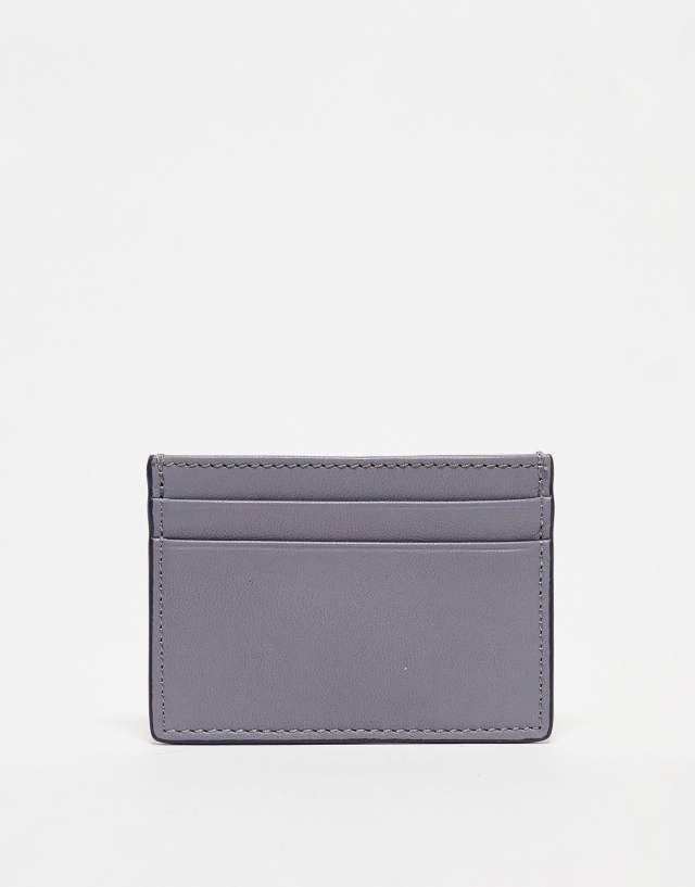 ASOS DESIGN cardholder in gray real leather with blue edge