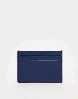 ASOS DESIGN cardholder in navy leather with pink edge - ASOS Price Checker