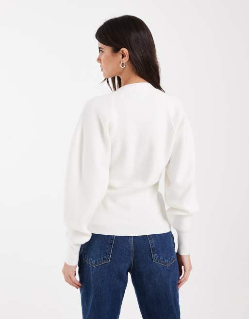 ASOS DESIGN cardigan a doppio strato color crema, 4 di 4