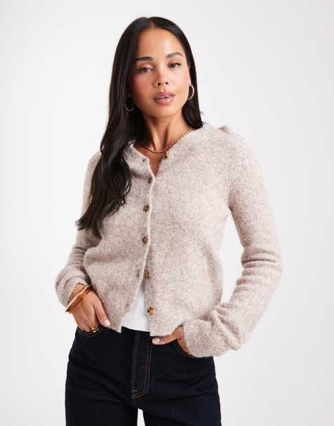 ASOS DESIGN - Cardigan aderente color avena con scollo a V - view 1