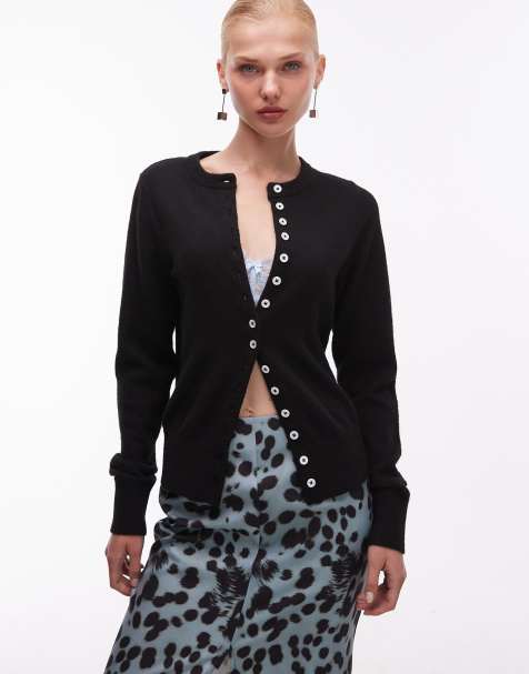 ASOS DESIGN - Cardigan aderente di media pesantezza nero - view 1