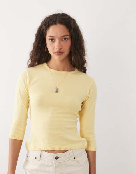 ASOS DESIGN - Cárdigan amarillo pastel de manga tres cuartos de punto - view 1