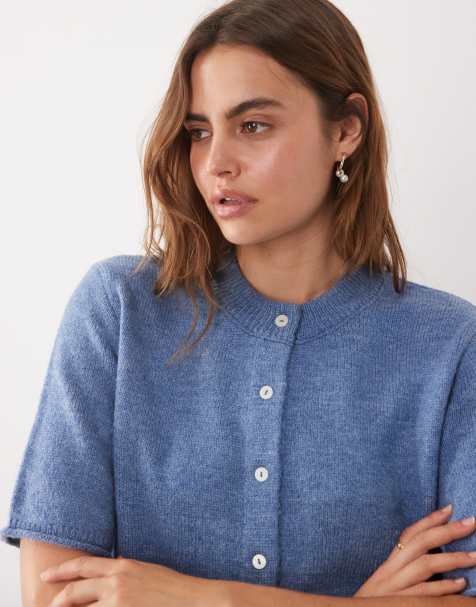 ASOS DESIGN - Cárdigan azul claro ligero holgado de manga corta - view 1