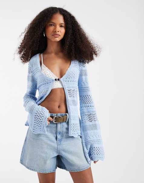 ASOS DESIGN - Cárdigan azul con abertura de croché - view 1