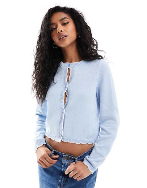 ASOS DESIGN - Cardigan blu con impunture - view 1