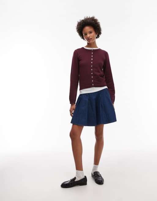 ASOS DESIGN - Cardigan color vinaccia in maglina, 3 di 4